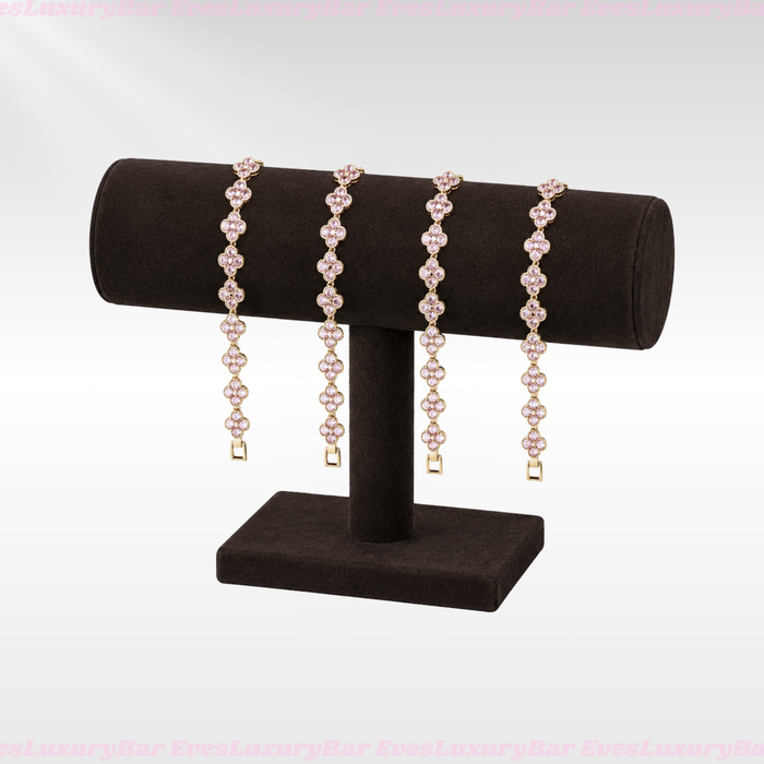 18K GOLD FILLED/PLATED PINK CLOVER BRACELET