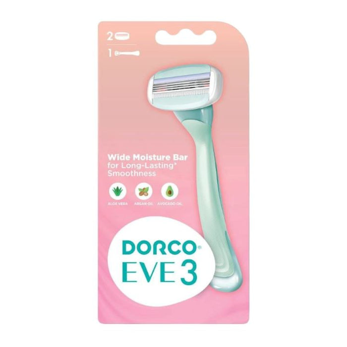 دوركو ماكينة حريمي ايفي 3شفرة 2موس +يد - Dorco Eve Women's 3-Blade Razor - Handle + 2 Refill Cartridges