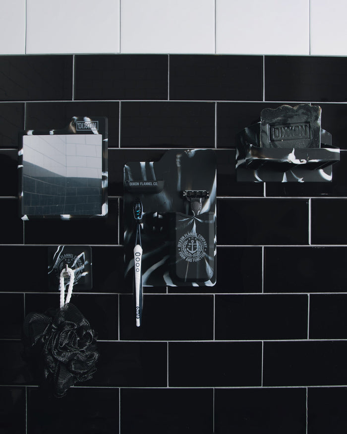Anti-Fog Adhesive Shower Mirror - Black Marble