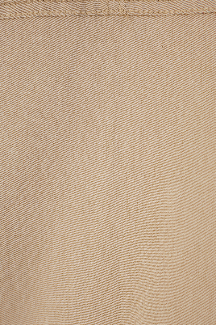 Beige Sand Front Slit Pockets Twill Pants_8
