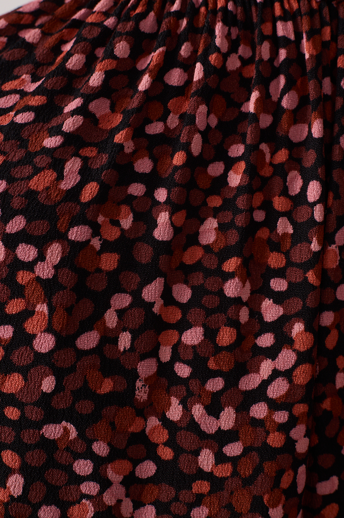 Brown High Neck Smocked Blouse_6