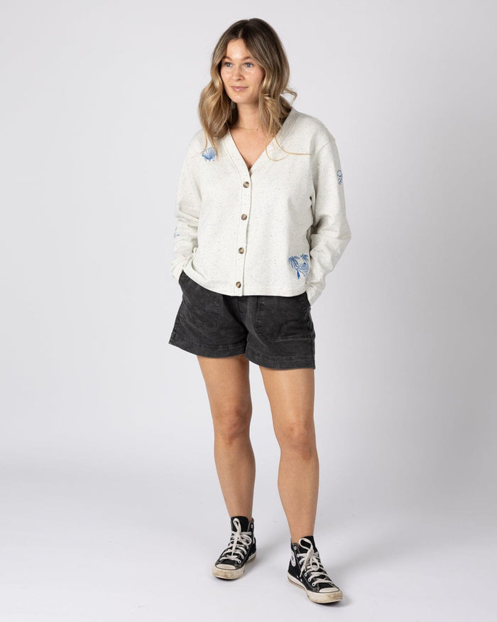 Clemmie Womens Sweat Cardigan in Cream