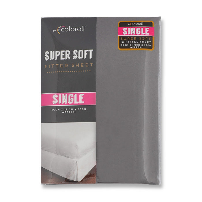 Coloroll Microfibre Charcoal Single Fitted Sheet 330497