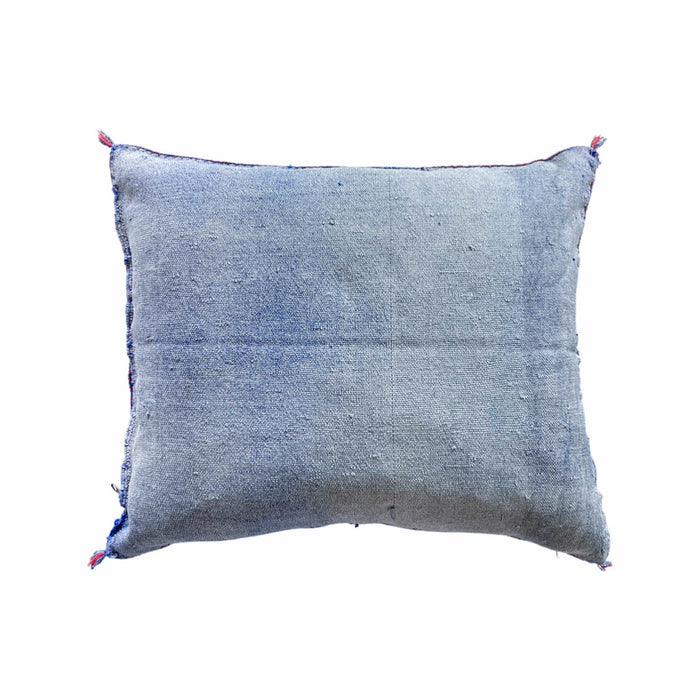 Blue Artisanal Handmade Moroccan embroidered cactus silk sabra pillow handwoven