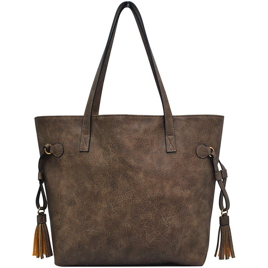 !HOT DEAL! DEAL! Taupe Gray NGIL Faux Leather Side Tassel Purse