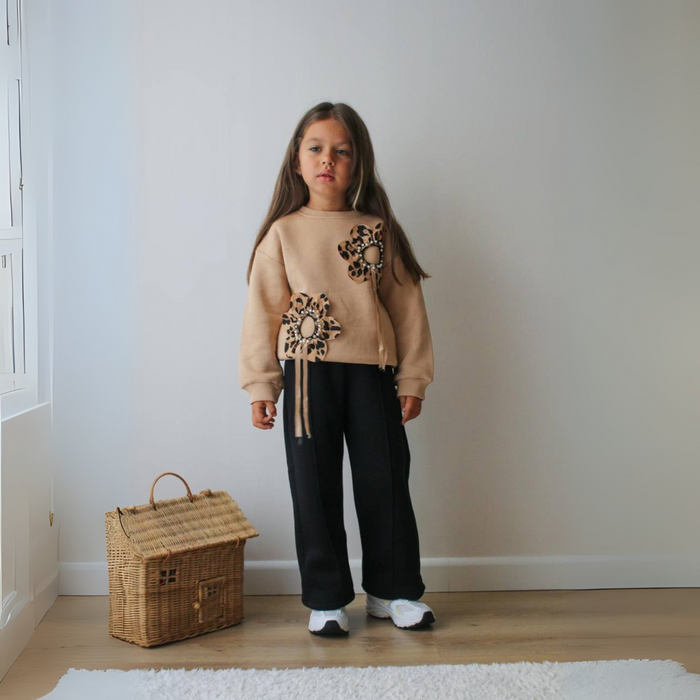 Leopard Flower Girls Casual Set