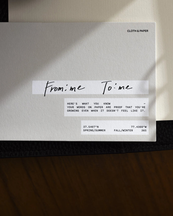 Letter to Self Journaling Card against a dark background.