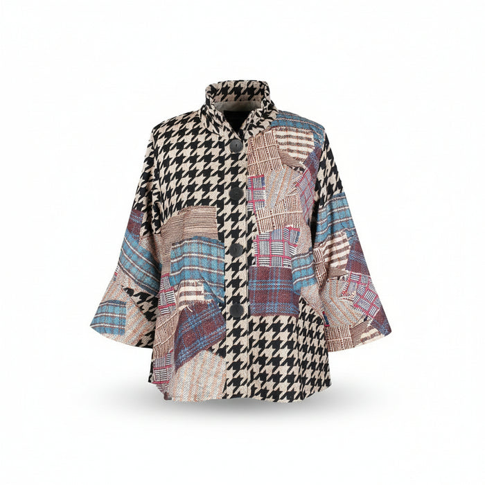 Modern Patchwork Micro-Cord Jacket in Beige/Multi - 5025