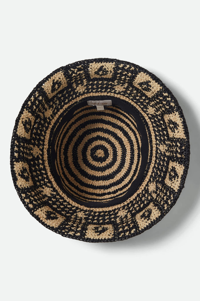 Women's Redding Packable Straw Bucket Hat in the color Black/Natural - Additional Laydown image