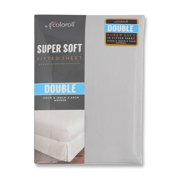 Coloroll Microfibre Silver Double Fitted Sheet 330492