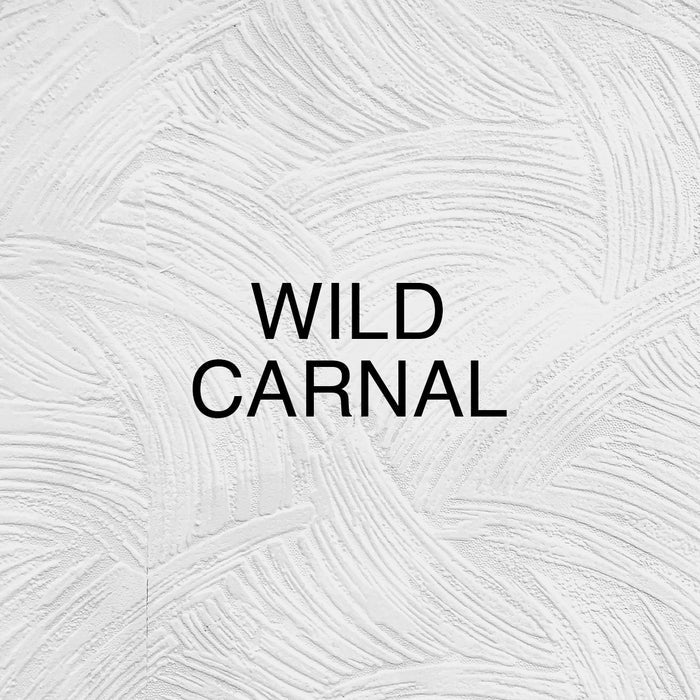 Text on a textured white background reads "Wild Carnal" in bold in black letters.