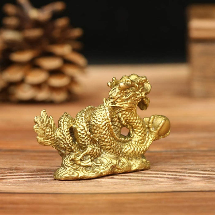 White Whale Fnegshui Handmade Brass Mini Magic Millennium Dragon Statue Office Table Decor Gift Collectible