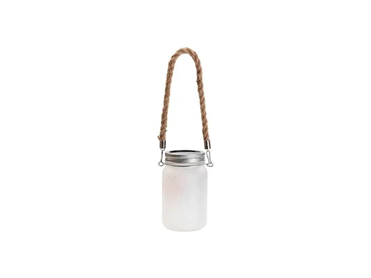 15oz/450ml Sublimation Blanks Mason Jar w/ Lantern Lid and Hemp Rope Handle (Frosted)