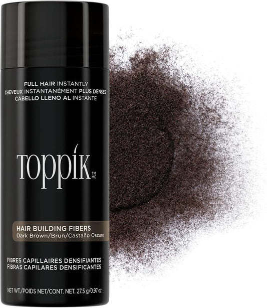 توبيك الياف بناء وتقوية الشعر 27.5جم بني غامق - Toppik Hair Building Fibers, 27.5g - Dark Brown