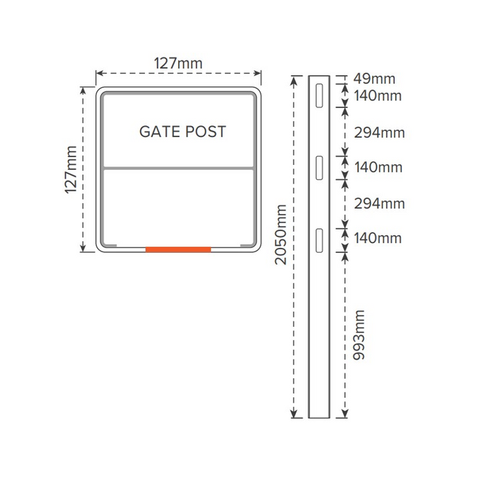 Oxworks 3 Rail Rural PVC Gate Post - White - 127 x 127 x 2050mm - - Image 2