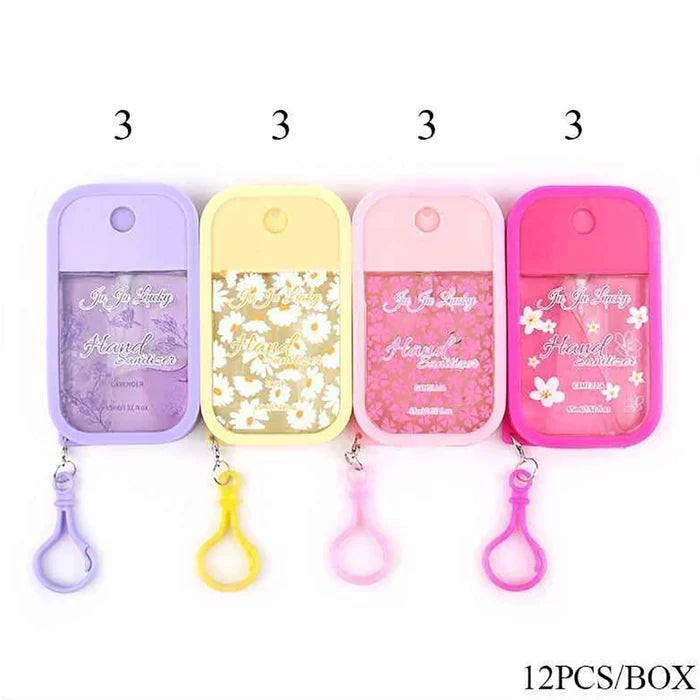 45ml Mini Travel Hand Sanitizer Spray Bottle Set with Bag Clip - 12 Pcs Bulk Pack (ANV-1792)