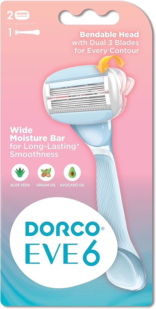 دوركو ماكينة حريمي ايفي 6شفرة 2موس +يد - Dorco Eve Women's 6-Blade Razor - Handle + 2 Refill Cartridges