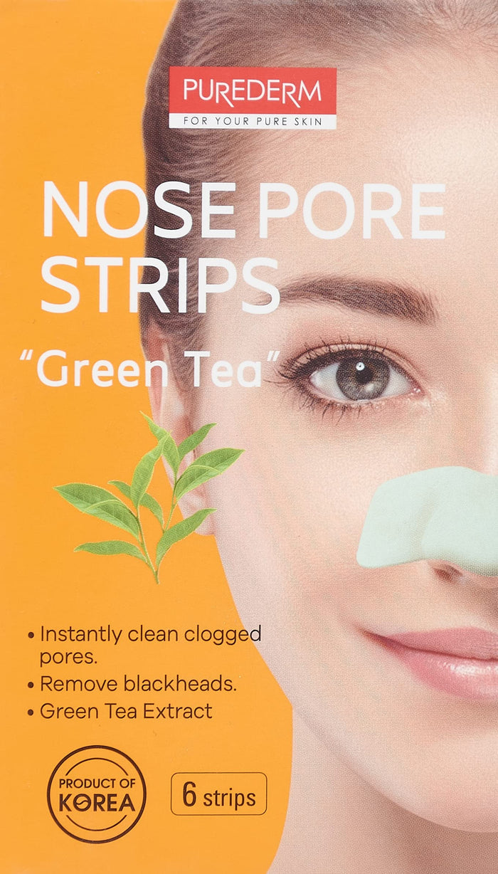 بيورديرم لاصقة تنظيف بثور انف 6ق بالشاى اخضر - Purederm Deep Cleansing Nose Strips (Green Tea) - 6 Patches