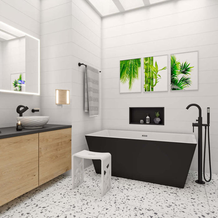 ABST88 Resin Solid Surface Bathroom/Shower Seat - Matte Black or Matte White - ALFI brand