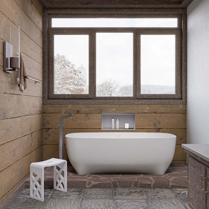 ABST88 Resin Solid Surface Bathroom/Shower Seat - Matte Black or Matte White - ALFI brand