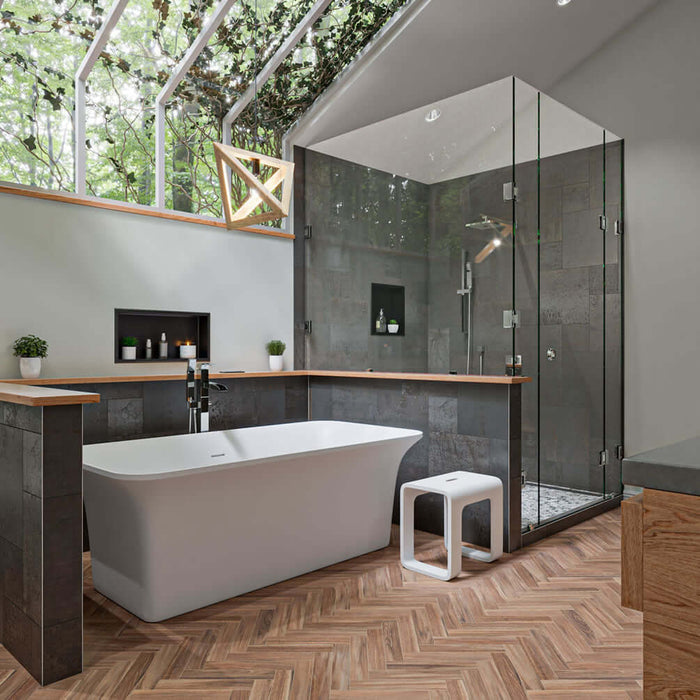 ABST99 Solid Surface Resin Bathroom/Shower Seat - Matte Finish in Black or White - ALFI brand