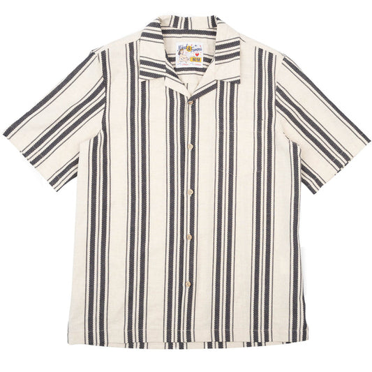 Aloha Shirt - Dobby Bands - Natural by Naked & Famous Denim