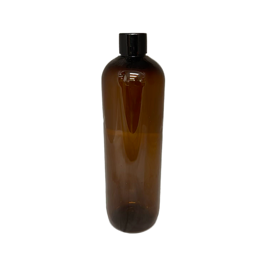 Amber PET Bottle - Boston Round - 500ml with Cap