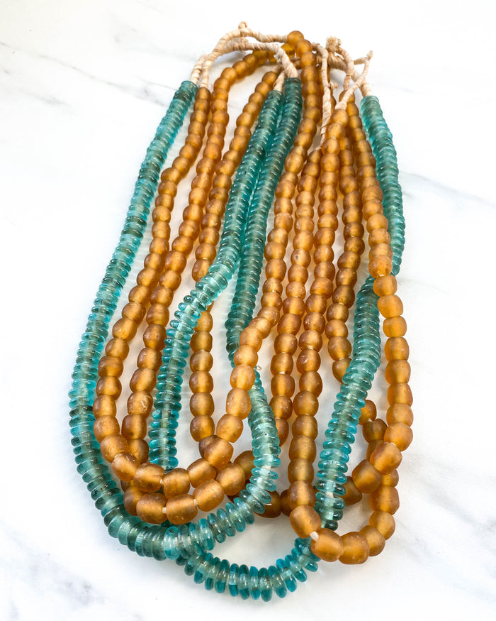 small handmade Ghanian amber glass beads
