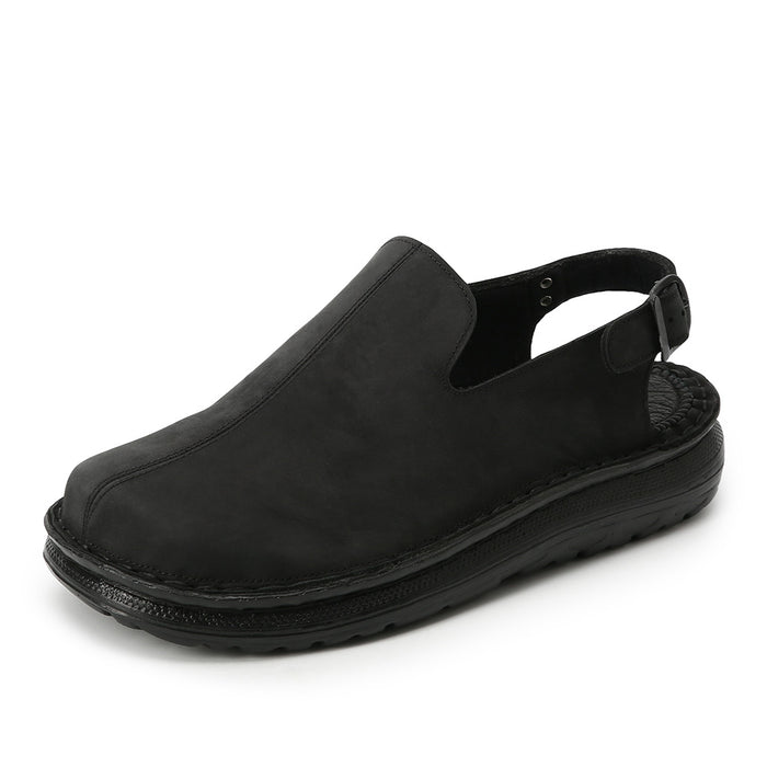 Anchor - Back-Strap Leather Clog | Black Nubuck