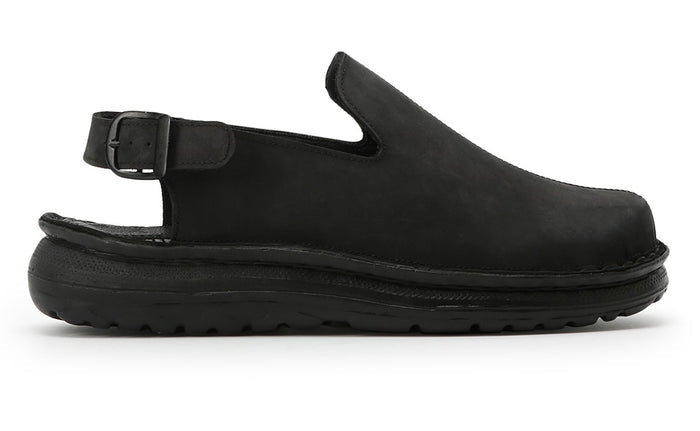 Anchor - Back-Strap Leather Clog | Black Nubuck
