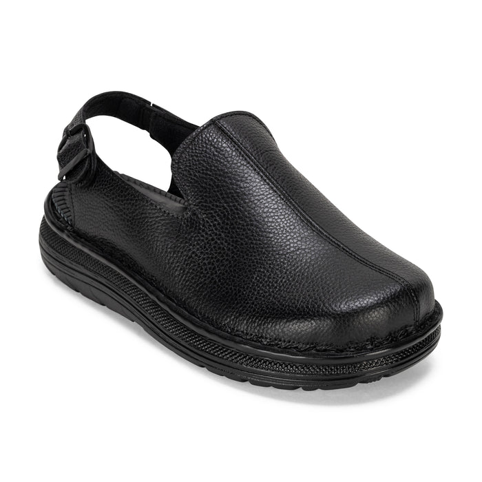 Anchor - Back-Strap Leather Clog | Black