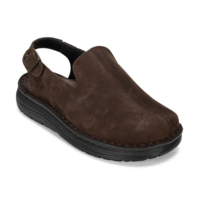 Anchor - Back-Strap Leather Clog | Brown Nubuck