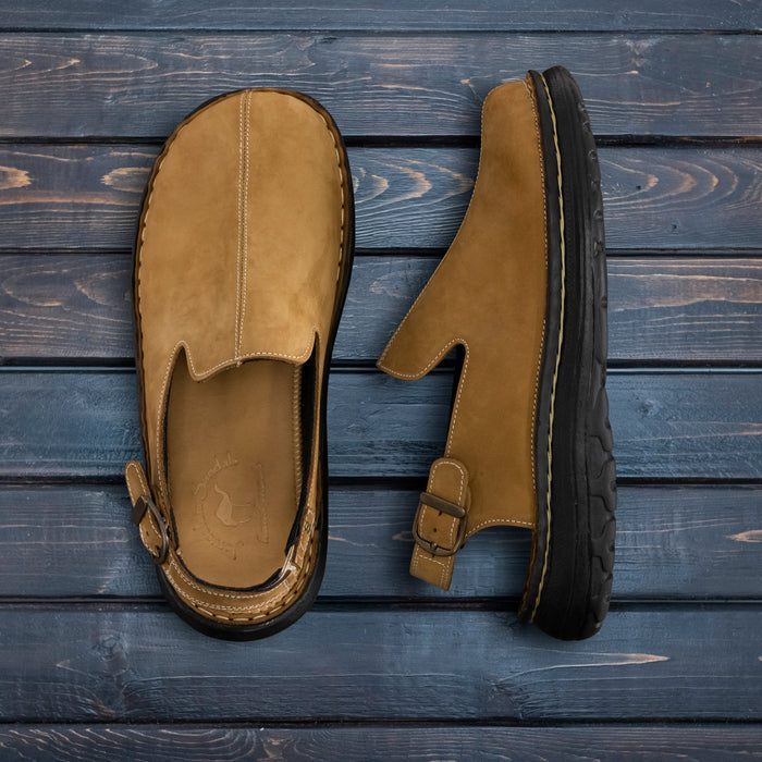 Anchor - Back-Strap Leather Clog | Tan Nubuck