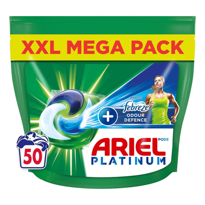 Ariel Platinum + Touch Of Febreze Odour Defence Pods - 50 Washes