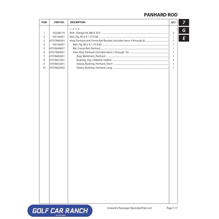 ASM PANHARD/FRAME RAIL BKT SKU: 47577865001 CLUB CAR REPAIR PART