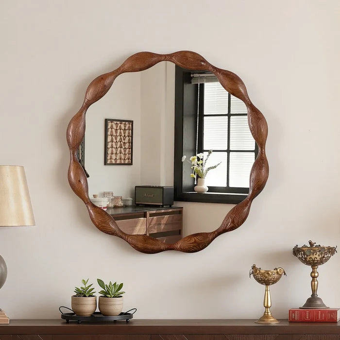 Ayra Wavy Framed Wood Mirror