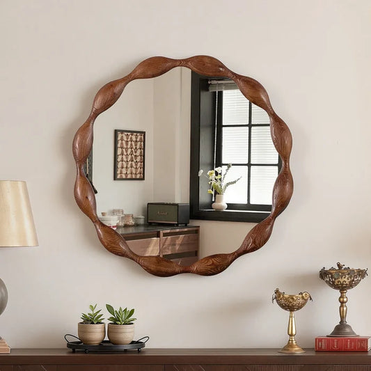 Ayra Wavy Framed Wood Mirror