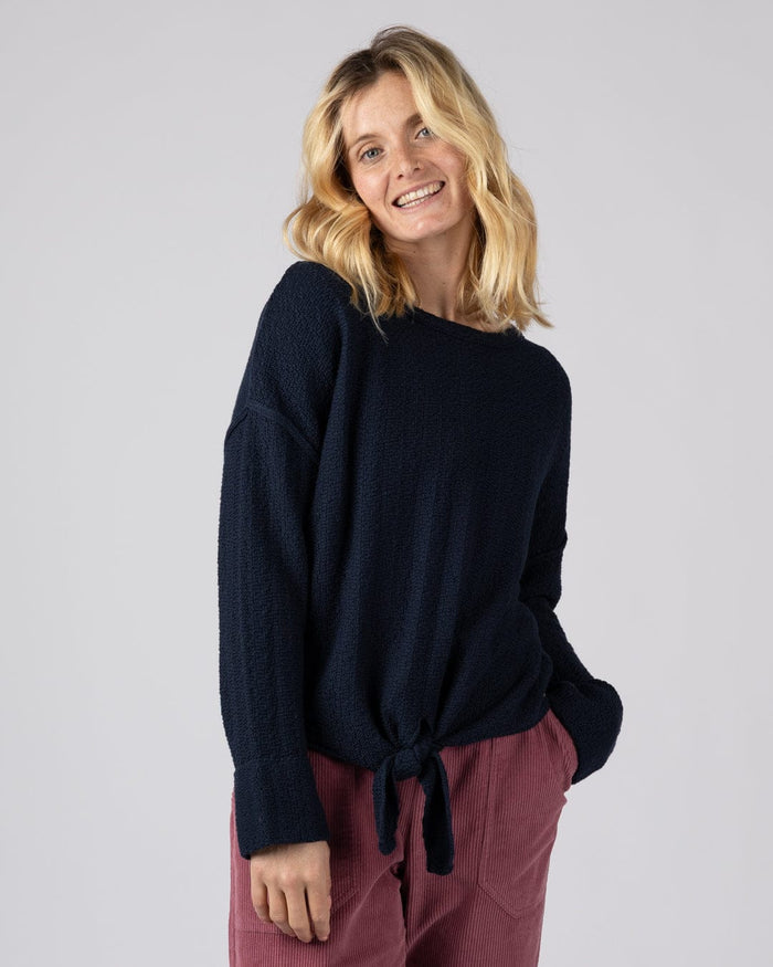 Beachtide  Womens Knot Front Knit Jumper in Blue