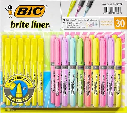 BIC Brite Liner Highlighters Pack Of 30 - Shoppers-kart.com