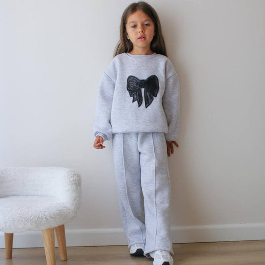 Black Bow Girls Casual Set