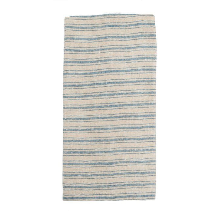 Boat Stripe Linen Natural & Blue Towels 20x30