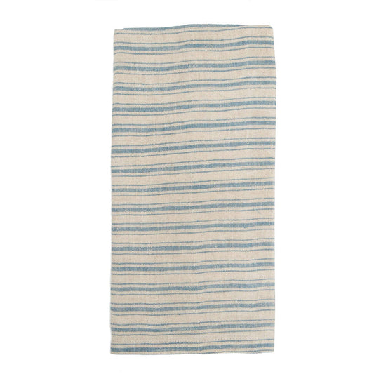 Boat Stripe Linen Natural & Blue Towels 20x30