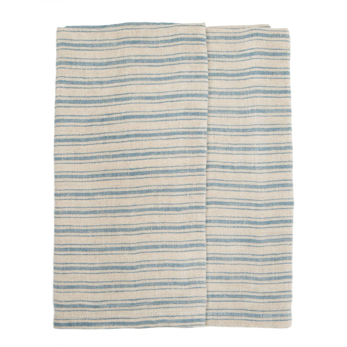 Boat Stripe Linen Natural & Blue Towels 20x30