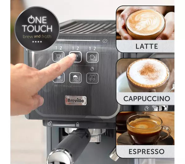 BREVILLE One-Touch CoffeeHouse II VCF146 Coffee Machine - Grey - Shoppers-kart.com