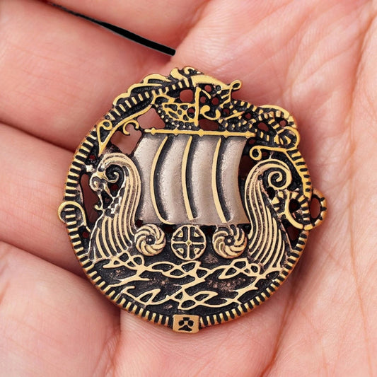 vkngjewelry brooch Viking Ship Drakkar Shirt Lapel And Brooch Pin