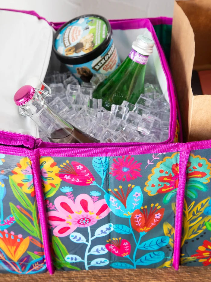 Car Trunk Organizer - Navy Folk Flower-view 4