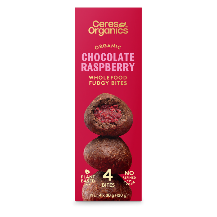 Ceres Organics Wholefood Fudgy Bites Chocolate Raspberry - 120g - L'Organic