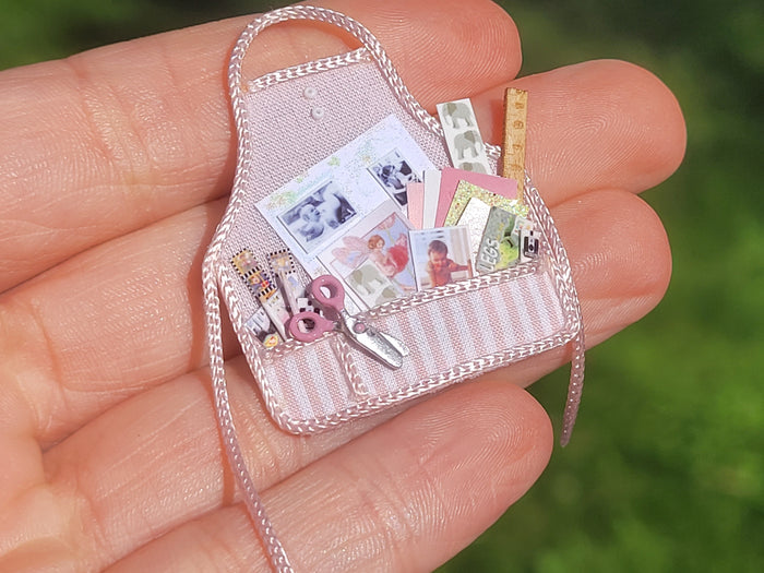 Cheryl Warder - Pink Child's Apron with Scrapbooking Supplies