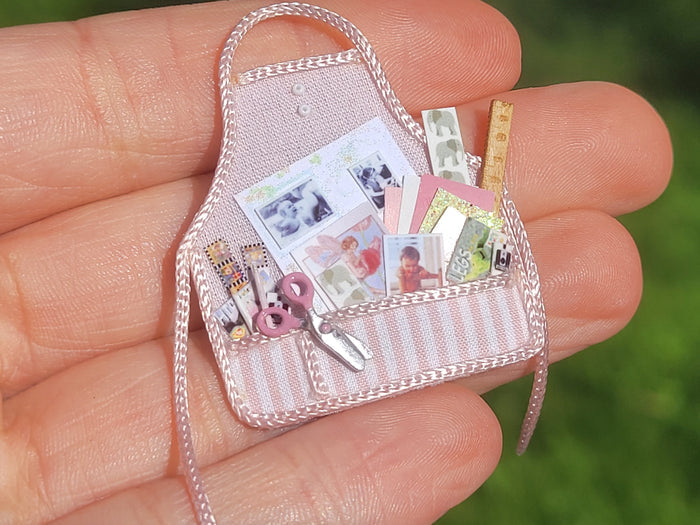 Cheryl Warder - Pink Child's Apron with Scrapbooking Supplies