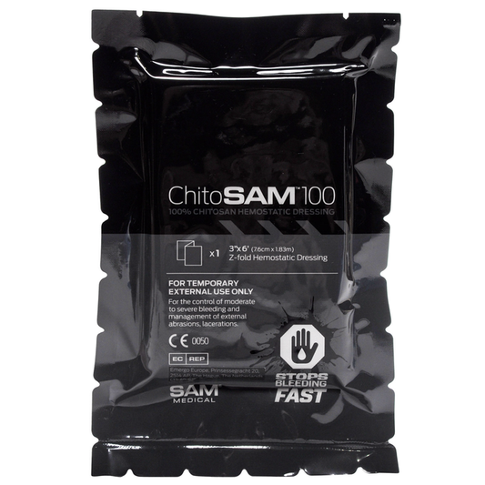 ChitoSam 100 Z Fold Blood Clotting Dressing 3x6 Each